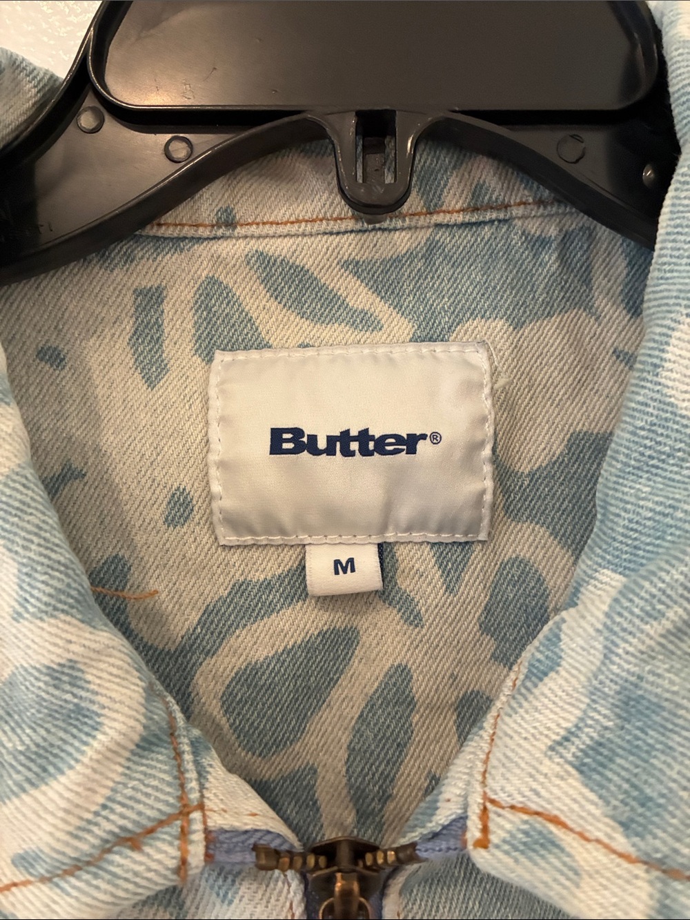 Butter Light Blue Denim Jacket with White Floral Print - Picture 2 of 11